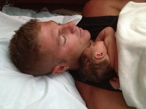 Daddy and Reece, Snuggled Together at the Hospital